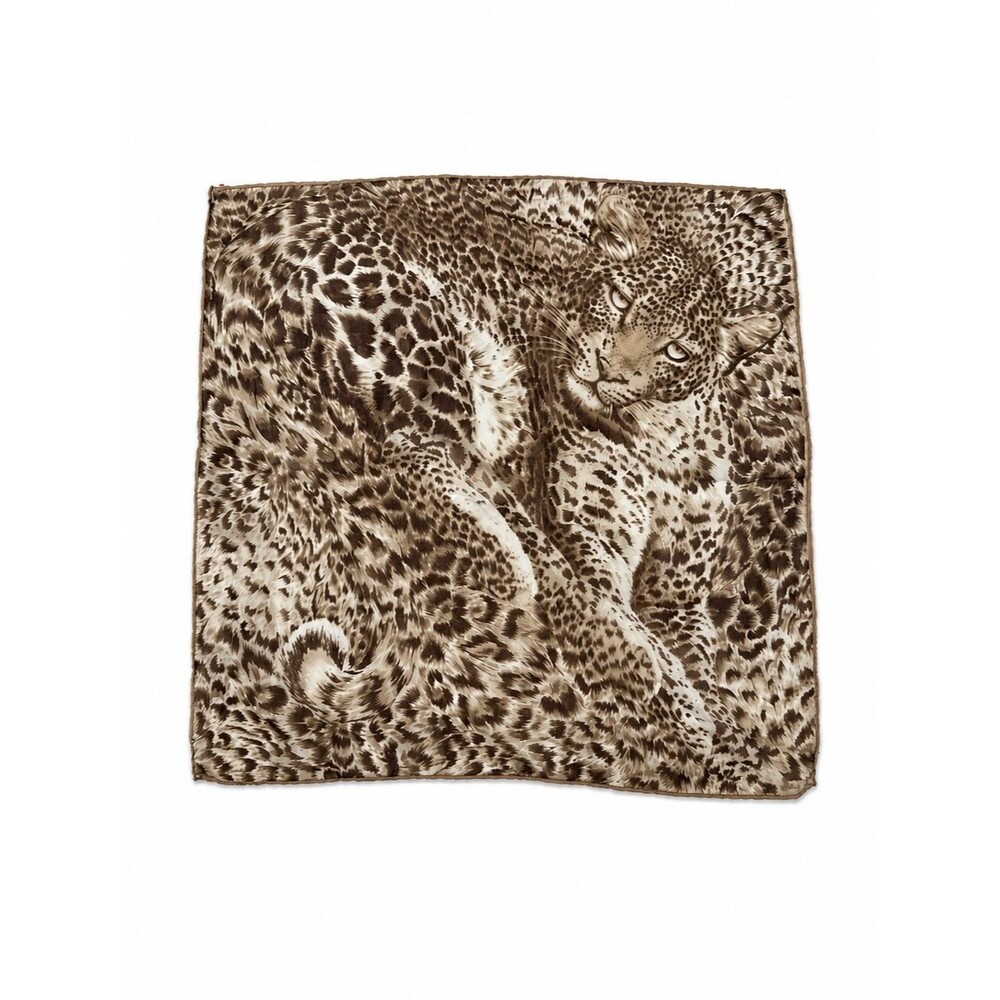 Unbranded Leopard Print Square Scarf Accessory Vintage Small Animal Neutral Silk